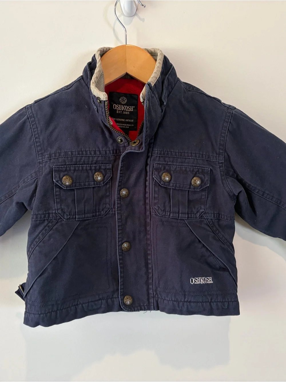 OshKosh B'gosh Vintage Navy Kids Barn Jacket Fleece Lined 24months